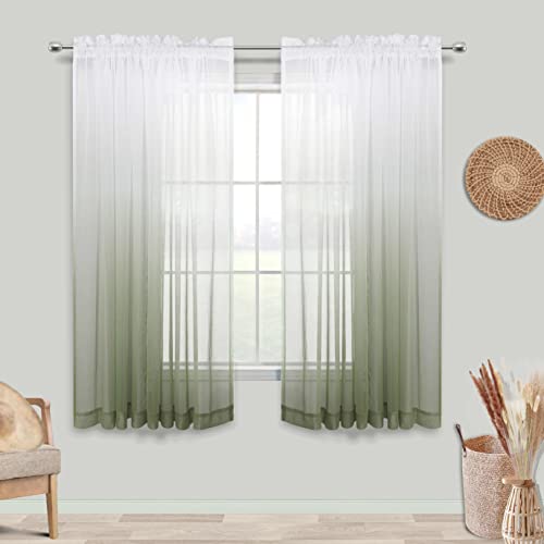 KOUFALL Sage Green Curtains 63 Inch Length for Living Room,2