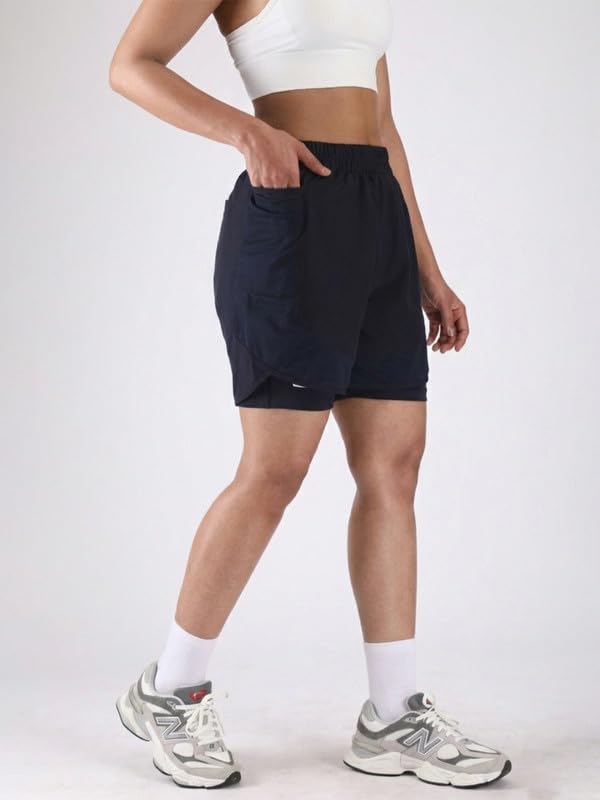 Image of CHKOKKO Gym Shorts for Women Workout Quick Dry fit Double Layered Inner Compression with Pockets Lightweight Running Yoga Sports & Training