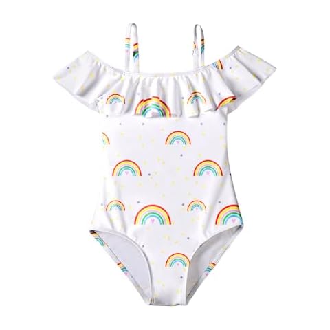 Arshiner Girls Rainbow Ruffled Swimming Costume Cover