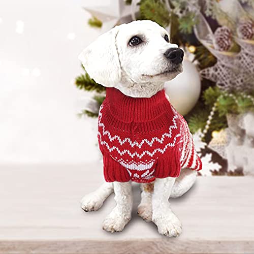 Pullover Hund Weihnachten,Hundepullover Kleine Hunde Weihnachten,Hund Weihnachtspullover,Hunde Weihnachts Pulli,Weihnachtspullover Kleiner Hund,Strickpullover für Hunde (M-Rot)