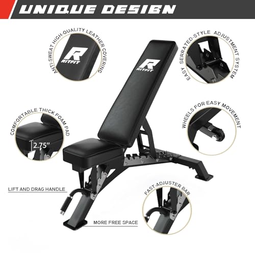 Image of RitFit Multi-Function Garage & Home Gym Package Includes 1200LBS Power Cage PPC03 /P3 with Cable Crossover System, Weight Bench, Olympic Barbell Weight Set, Full Body Workout