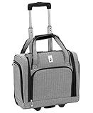 LONDON FOG Newcastle 15-Inch Underseater, Telescoping Handles,Black White Herringbone