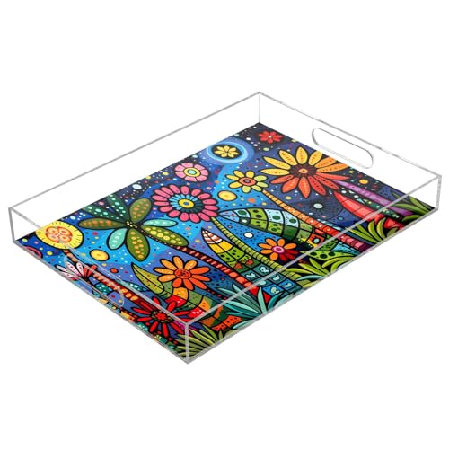 Serving Tray Decorative Trays and Platters Snacks Bowl Candy Dish Romero Brito's Paintings for Breakfast, Lunch, Dinner, Appetizers Food Tray
