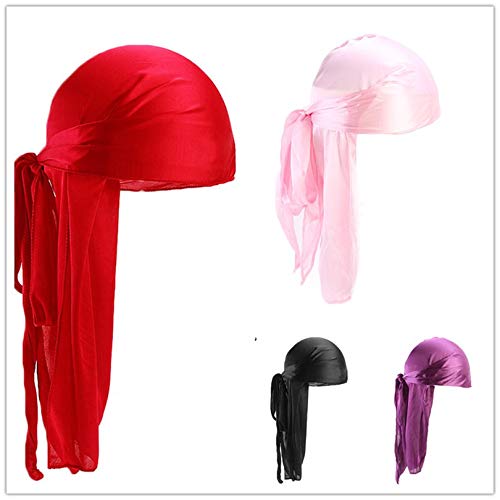 Men Women Silk Satin Breathable Silky Durag 360 Wave Cool Bandana Hat Turban