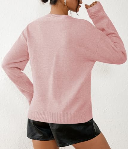 Pink Queen 2025 Women's Crew Neck Long Sleeve Pullover Sweater Ribbed Knit Floral Texture Casual Jumpers Tops3