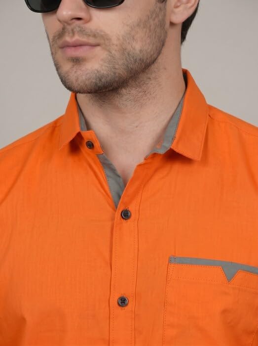 Image of Diverse Men's Cotton Blend Shirt with Pocket Design Spread Collar Full Sleeves Regular Fit and Standard Length | Comfortable Cotton Casual Shirt for Man