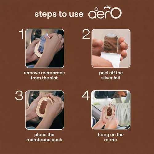 Image of Godrej aer O - Hanging Car Air Freshener - Caramel Latte (7.5g) | Gel Lasts up to 30 days | Car Accessories