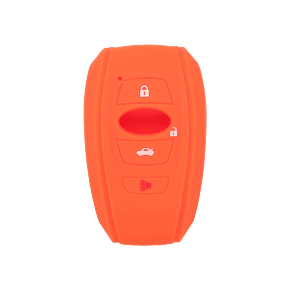 SEGADEN Silicone Cover Protector Case Holder Skin Jacket Compatible with Subaru 4 Button Smart Remote Key Fob CV4255 Orange