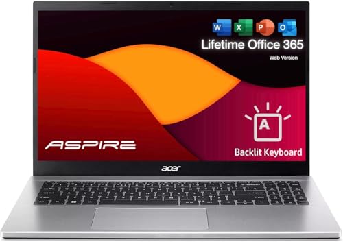 Image of acer Aspire 3 Slim Laptop with Office 365 for The Web - Backlit Keyboard - Intel Core I3-1305U Processor - 16GB RAM - 256GB SSD - 15.6 inch FHD - Windows 11 Home w /o Earbuds
