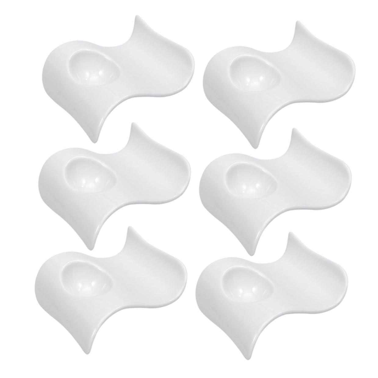 Coquetiers en Céramique Forme Vague Blanc Léger, Support à Œufs 6 Pièces, Porte-œufs Pratiques pour Petit-déjeuner et Présentation, Plateau de Service Maison