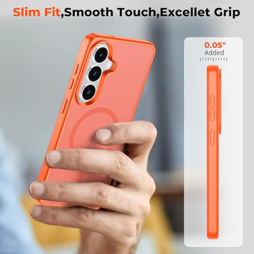 Image of SUPFINE Magnetic for Samsung Galaxy S26 Plus Case with Screen Protector, (Built-in Magnets) (Military Grade Drop Protection) Slim Translucent Shockproof Phone Case,Orange