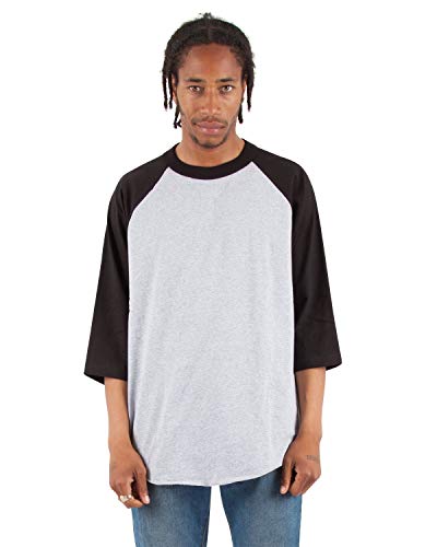 Shaka Wear Baseball Raglan Shirt – Men’s Classic 3/4 Sleeve Casual Cotton Tee Top Sport Active Athletic Jersey Tshirt RA0502 H.Grey/Black S