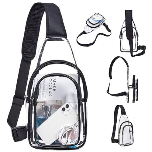 Clear Sling Bag Pvc Clear Crossbody Bag Waterproof Lightweight Transparent Shoulder Crossbody Backpack Clear Casual Chest Daypack for Outdoor Travel Hiking Stadium