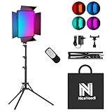 NiceVeedi 15" RGB Video Light, 40W Photography Studio Lighting with Remote and Phone Holder, 2700K-6500K Dimmable LED Panel Light with 20 SCENES/RGB/CCT/HSI Mode for You Tube/Live Streaming/Gaming