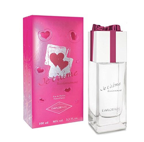 Evaflor Premium Perfume Je Taime A La Folie Double Eau de Parfume Spray Fragrance, 100 ml (3.3 FL OZ), Made In France