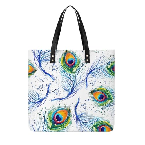 Sac à main plumes de paon 39x39cm : fini les sacs trop petits pour le shopping