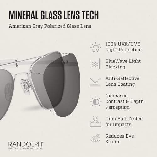 Image of Randolph Eyewear Aviator Sunglasses for Men & Women - Non-Polarized & Polarized Lenses Bright Chrome UV Protection Sunglasses