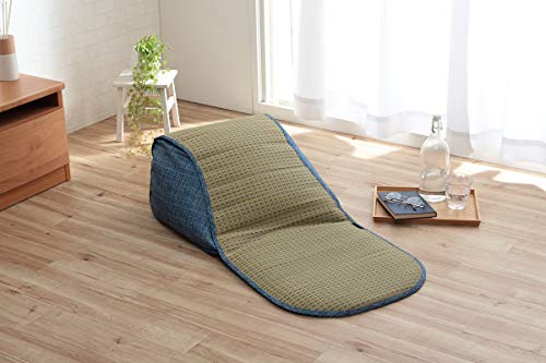 イケヒコ い草 クリア クッション くつろぎ ごろごろ 抗菌防臭 消臭 シンプル 小林製薬コバガード使用 約48×90cm ブルー #3281779