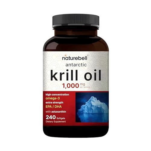 NatureBell Antarctic Krill Oil 1,000mg - 240 Softgels - Omega-3 Heart, Joint & Immune Health...