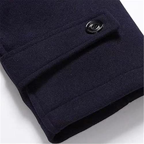 Winter Wool Coat Men Fashion Middle Long Scarf Collar Cotton-padded Thick Warm Woolen Coats Male Trench Coat Overcoat - Image 4