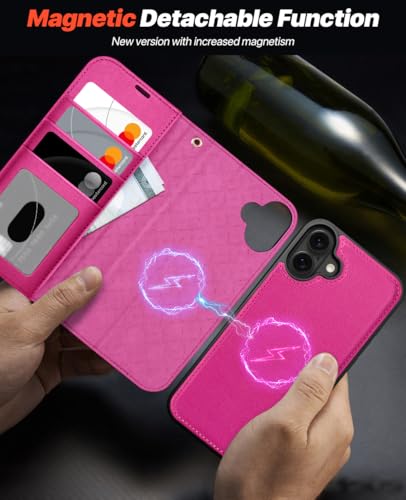 OCASE for iPhone 16 Case, Detachable 2 in 1 PU Leather Wallet Case with RFID Blocking, Wireless Charging, Card Holders - Image 3