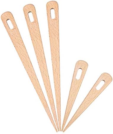 AUEAR, 5 Pack Wood Weaving Crochet Needle Wooden Hand Loom Stick Tapestry Sewing Making DIY Crafts Tools
