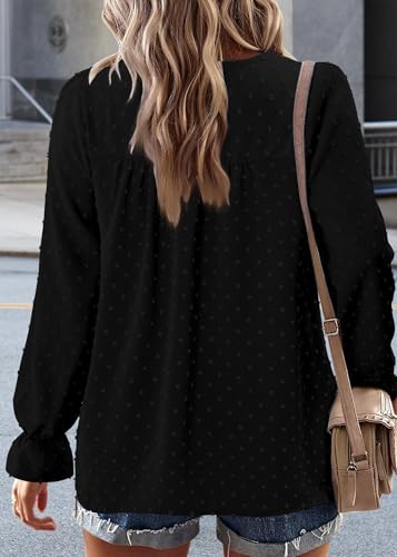 BETTE BOUTIK Womens Boho Fall Long Sleeve Shirts Crewneck Dressy Casual Blouses Trendy Flowy Tops