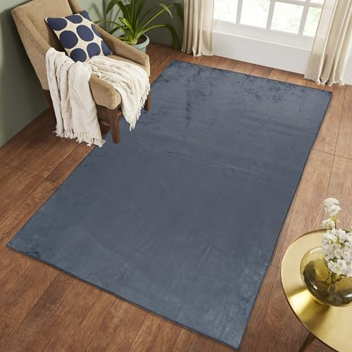 Image of RD TREND Carpets for Living Room Anti Skid Carpet for Room /Hall /Bedroom /Office /Floor Carpet&Rugs Machine-Washable (Grey, 4X6 Feet)