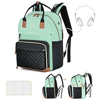 Diaper Bag Backpack - Extra Large Diaper Bag for 2 Kids Twin, Travel Baby Bags for Mom Dad 25-37L Expandable with Changing Pad Earphone Hole, Green Black