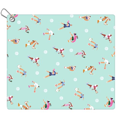 Pickleball Towel, 15x17in Pickle Ball Sports Towels with Carabiner Clip Microfiber Golf Athletic Towel for Women Fashion Prints Pickleball Accessories Blanket Funny Gifts for Pickleball Lovers