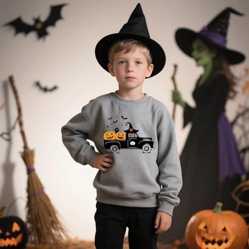 Toddler Boys Halloween Sweatshirts Girls Pumpkin Face Skeleton Ghost Glow in the Dark Shirts Long Sleeve Tops 1-7T4