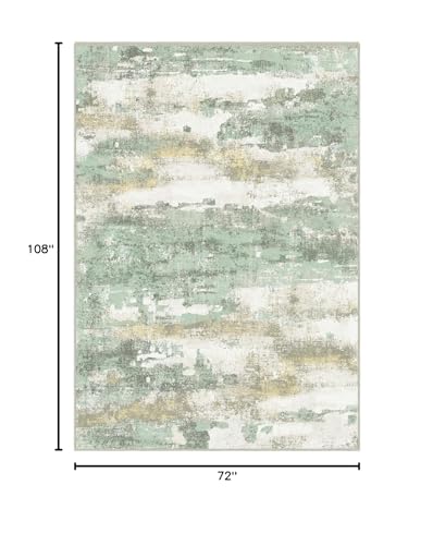 Area Rugs 6x9 for Living Room Bedroom, Modern Abstract Machine Washable Large Light Green Rug Soft Rug, Low Pile Floor Carpet with Non Slip Backing for Dining Room