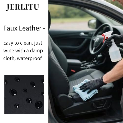 JERLITU 50cm x 140cm Grained Faux Leather Fabric, Upholstery Leatherette Vinyl Leathercloth Litchi Leather Fabric for Upholstery Sewing Chairs Sofa Car Seats, Black Half Metre - Image 3