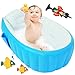 Maydolly Aufblasbare Baby-Badewanne, rutschfest, weich, faltbar, für Dusche, Pool, Reisen, Luftbecken, große Größe (für 0–3 Jahre) + Luftpumpe, Blau