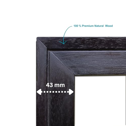 Image of Handmade Black Wooden Photo Frame, A2 (42 x 59.4 cm) Display to Showcase Artworks, Pictures, and Photos - Perfect for Wall, Home and Office Decor, Black