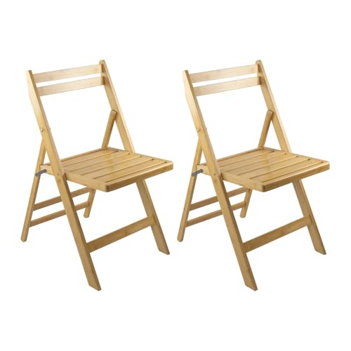 Orion91 - Silla de Comedor Plegable (Pack 2), Madera de Bambú, Salón, Cocina, Portátil, Estilo...