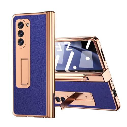 Samsung Galaxy Z Fold 4 étui cuir bleu rigide pour protéger votre écran au quotidien