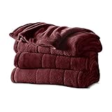 Sunbeam Electric Royal Luxe Microplush Heated Blanket, 12 Heat Settings, 12-Hour Selectable Auto Shut-Off, Fast Heating, Warm and Cozy, Cabernet Color, King, 90' x 100'