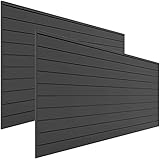 PROSLAT Garage Storage PVC Slatwall Panels - 2 Packs of 8 ft. x 4 ft. Sections (64 sq.ft) (Charcoal)