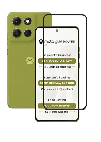 Image of Tempered Glass Screen Protector Compatible For Motorola Moto G86 5G /Moto G86 Power 5G (Black) Edge To Edge Full Screen Coverage With Easy Installation Kit,Pack Of 1