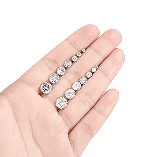 Tornito ES04-7F 7 Pairs 20G Stainless Steel Stud Earrings Round Cubic Zirconia Barbell Earring Set thumb #5
