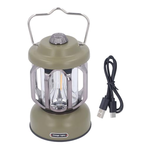Lanterne de camping rétro à intensité variable avec 3 modes et batterie de secours verte - 6
