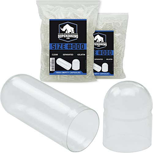 Pharma-Grade, Pre-Separated Size 000 Fillable Gel Capsules 1000 Bulk Pack in Resealable Bag. X-Large Flavorless Gluten-Free Gelatin Caps Snap Closed & Hold Securely for Custom Vitamins & Nootropics Pharma-Grade, Pre-Separated Size 000 Fillable Gel Capsules 1000 Bulk Pack in Resealable Bag. X-Large Flavorless Gluten-Free Gelatin Caps Snap Closed & Hold Securely for Custom Vitamins & Nootropics