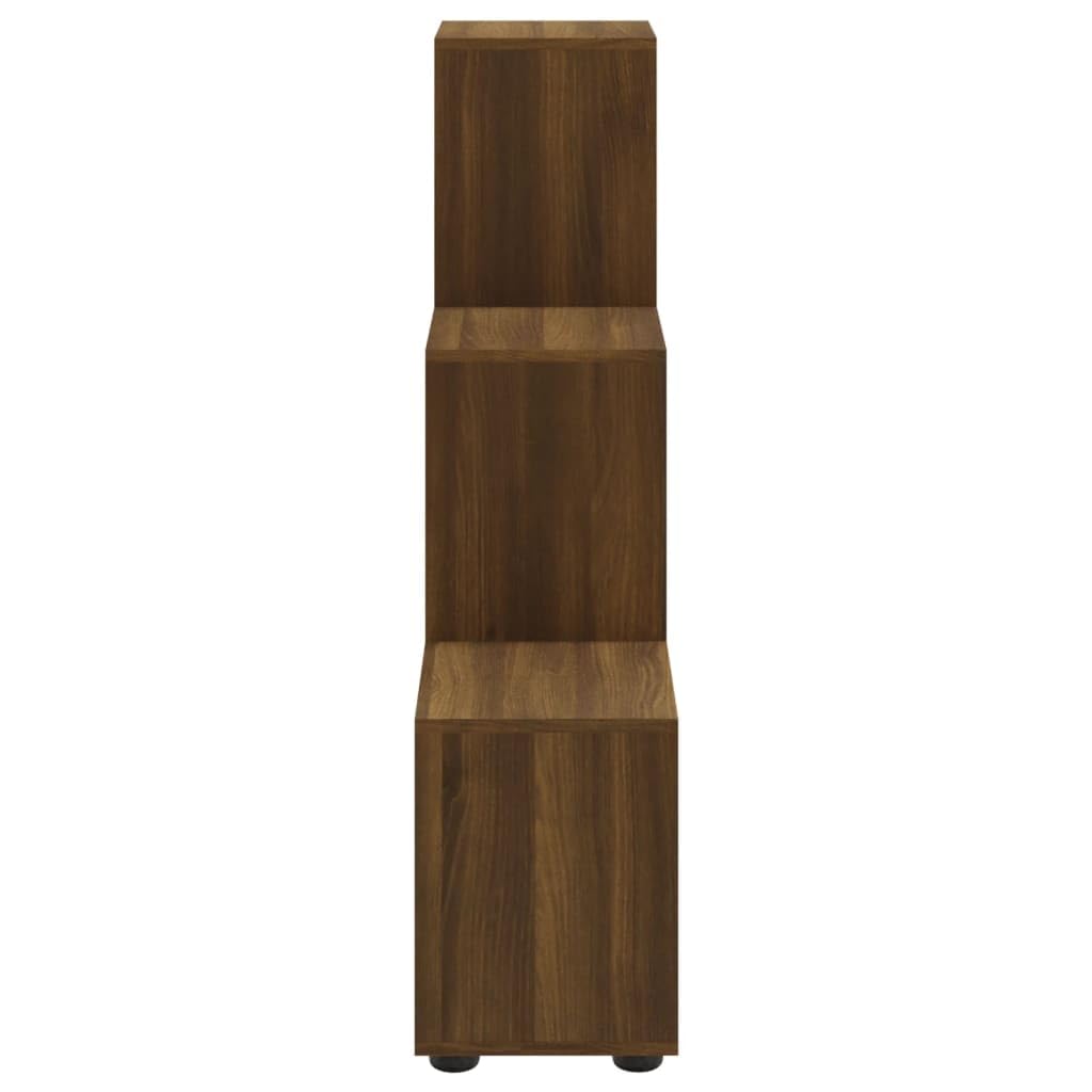 Regał schodowy, brązowy, wygląd dębu, 107 cm, materiał drewnopochodny, wielofunkcyjny, regał na książki, miejsce do przechowywania, do salonu i gabinetu, z 6 otwartymi półkami, do porządku i