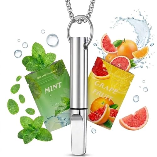 LUCKDATE Breathe Free Necklace Breathing Necklace to Quit Smoking Breathing Necklaces for Anxiety Quit Vapingtools for Adult with 2 Flavor Cores