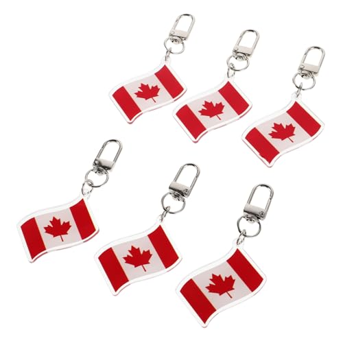 Baluue 6piezas Llavero Canadiense Con Bandera De Canadá Llavero Arce Souvenirs Día De Canadá Dije De Bandera Para Coche y Bolso