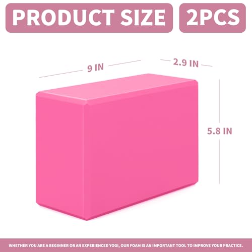 Image of Yoga Blocks 2 Pack, 9x6x3in Pilates Block, Non-Slip Foam Brick for Exercise