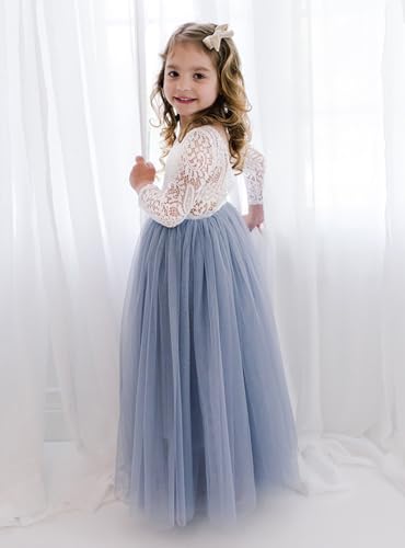 Boho O-Neck Lace Flower Girls Dress 2024 Summer Wedding Tulle Tutu Kids Pageant Party Dance Dresses4
