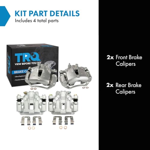 Image of TRQ Front and Rear Brake Caliper Set Zinc Coated Brackets Compatible with 2010-2013 Kia Forte Forte Koup