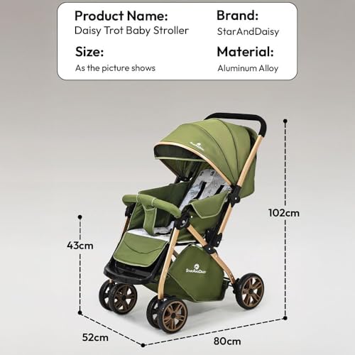 Image of StarAndDaisy Foldable Baby Stroller for 0-3 years Infant & Toddler / Travel Pram for Baby with 360 Swivel Lockable Front Wheels , Multi-Level Recline & Adjustable Footrest , Removable Tray , Safety Harness Belt -Green